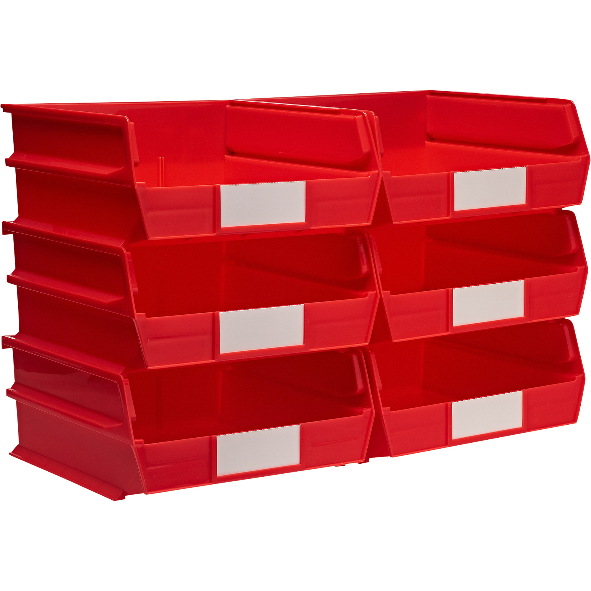 Triton Products LocBin Hanging and Interlocking Bins, 6-Pk., Red, 10 1/4in.L x 10 1/8in.W x 5in.H, Model# 3-235R